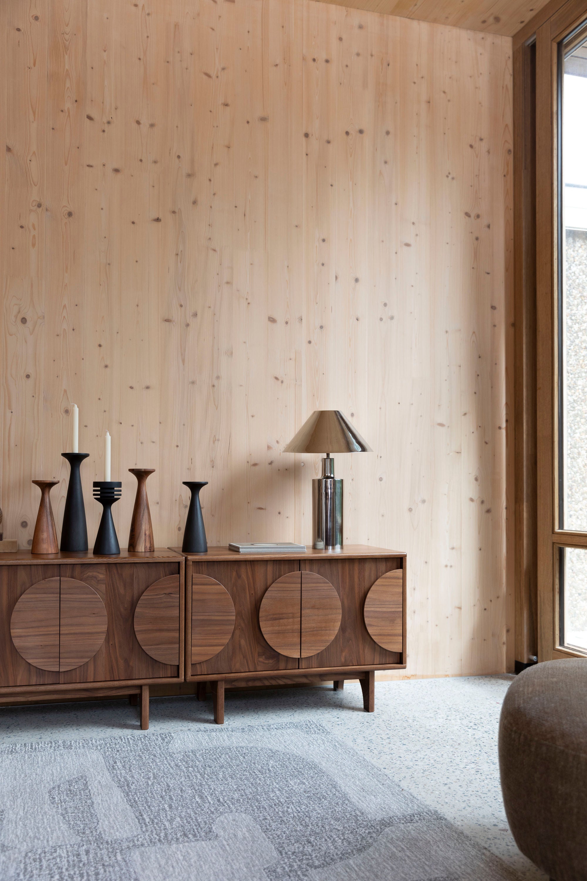 Zuiver Flames Brown Acacia Wood Candle Holder Large